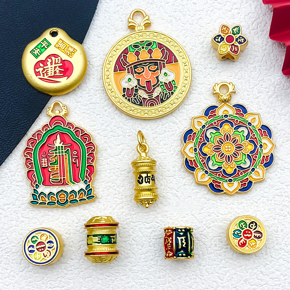 Enamel Zinc Alloy Six Syllable Mantra charm pendants for DIY necklaces bracelets jewelry