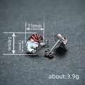 Silver Tone Santa Gnome Stud Earrings with Red Enamel Hats view 4