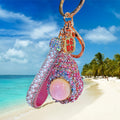 Striped Conch Shell Keychains with Seven Gemstone Orb Combinations view 4