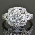 Silver Tone Round Crystal Cushion Halo Ring Statement Jewelry view 1