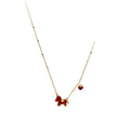 Gold Tone Necklace with Red Horse and Heart Charms view 5