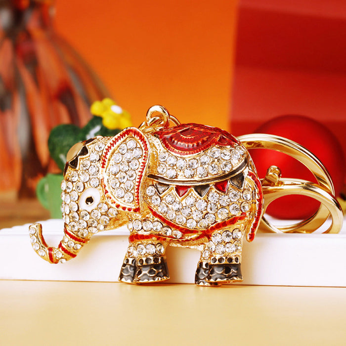 Mixed Jeweled Elephant Keychains in Two Distinct Pictured Constructions