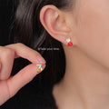 Asymmetric Mini Stud Earrings Clear Yellow Stone Red Blue Enamel view 1