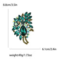 Large Rhinestone Leaf Spray Brooch Six Color Glass Stone view 8