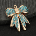 Rhinestone Bow Charm Pendant Two Metal Tones Five Colors view 12