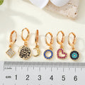 Gold Tone Crystal Charm Huggie Earrings in Six Designs and One Set view 2