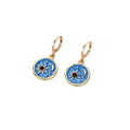 Enamel Sun Moon Star Disc Earrings Gold Leverback 2 Colors view 4