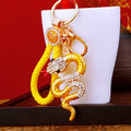 Jeweled Auspicious Snake Keychains with Fortune and Loose Heart Loop Options view 3