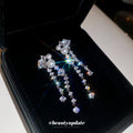 Silver Tone Crystal Chain and Pearl Drop Stud Earrings view 2