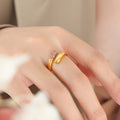 Open Wrap Rhinestone Tip Rings Gold Steel Multicolor view 3