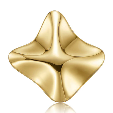 Folded Four Point Brooch in Polished Metal for Jackets and Scarves