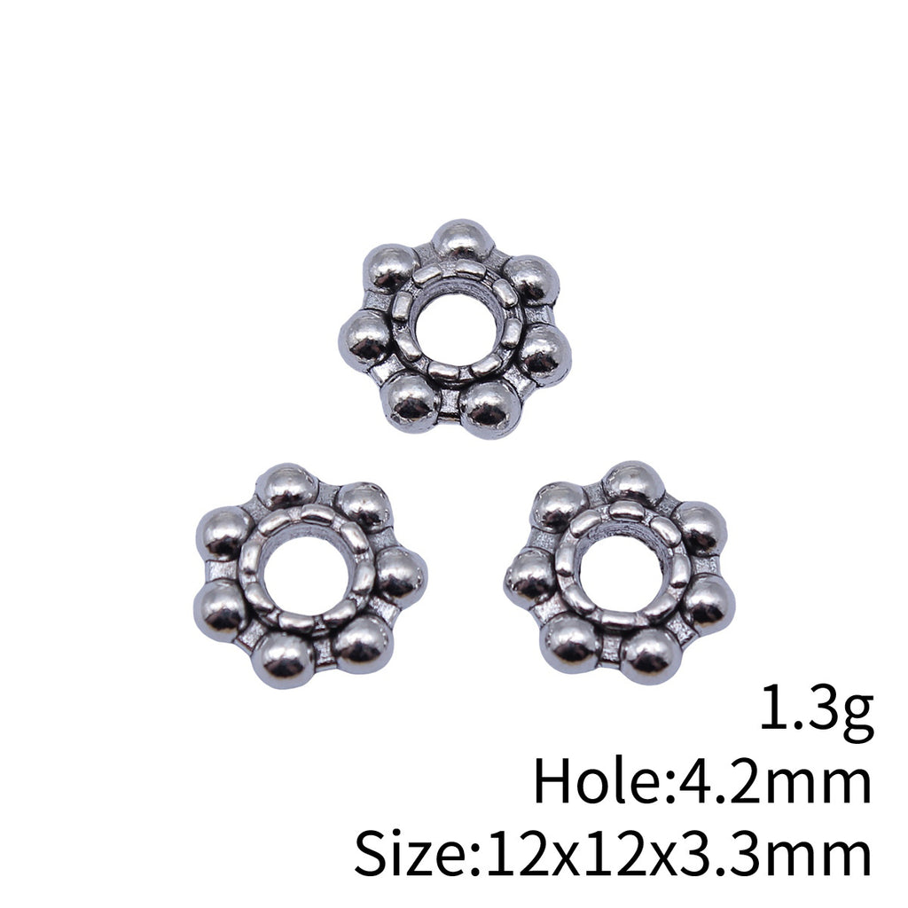 12x12x3.3mm 1.3g Antique Silver Zinc Alloy Large Hole Spacer Beads for DIY Bracelet Necklace Jewelry Making