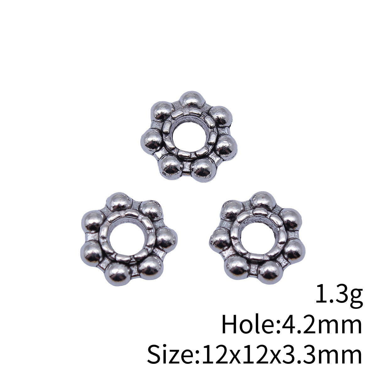 12x12x3.3mm 1.3g Antique Silver Zinc Alloy Large Hole Spacer Beads for DIY Bracelet Necklace Jewelry Making