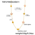 Gold Stainless Steel Long Czech Glass Station Necklace 80cm view 8
