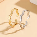 Silver Gold Open Wave Band Adjustable Ring Two Finishes view 5