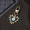 Gold Tone Pearl Edge Heart Evil Eye Clip Keychains view 7