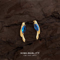 Gold Blue Zircon Bird Stud Earrings Pair Jewelry Set view 6