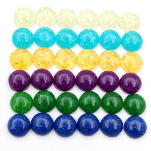 Crackle cabochons loose assortment showing the front designs