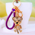 Jeweled Tiger Character Keychains with Braided and Bare Wrist Loops view 12