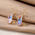 Gold Tone Faceted Wing Crystal Effect Hook Earrings in Four Colors view 6