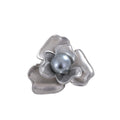 Silver Tone Camellia Pearl Look Metal Brooch Pin for Jackets and Lapels view 5