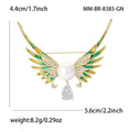 Gold Enamel Angel Wing Pearl Teardrop Crystal Brooch Pin view 5