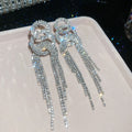 Crystal Circle Long Tassel Earrings in Five Bold Colors view 10
