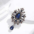 Red Silver Tone Flower Crystal Metal Brooch Pin for Jackets and Lapels view 5