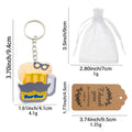 Mustache Beer Mug Wood Keychain, Metal Split Ring, 2 Styles view 4