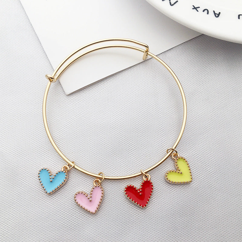 Enamel Zinc Alloy Heart Shape Charm Pendant for DIY Necklace Keychain Bracelet