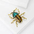 Gold-Tone Green Beetle Enamel Brooch Decorative Lapel Pin view 4