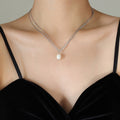 Double Figaro Freshwater Pearl Drop Necklace Gold Steel view 6