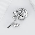 Camellia Crystal Metal Brooch Pin 6 x 3.2 cm for Jackets and Lapels view 3