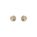 Gold Split Circle Mother of Pearl Half Disc Stud Earrings view 5