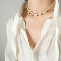 Freshwater Pearl Necklace Gold Teardrop Multicolor Charms view 6