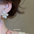 White Floral Crystal Earrings in Three Gold and Silver Styles view 3