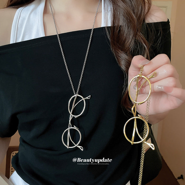 Eyeglasses Frame Pendant Chain Necklace Gold or Silver Tone