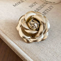 Camellia Rose Flower Brooch Coffee And Gold 2 Styles view 7