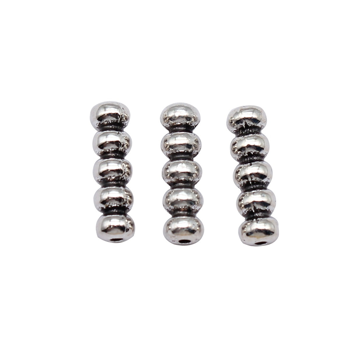 16x4.5x4.5mm 1g Antique Silver Zinc Alloy Tanghulu Small Hole Spacer Beads for Bracelet Jewelry Making