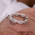 Silver Tone Crystal Infinity Band Ring Polished Statement Fashion Jewelry view 4