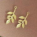 Leafy Branch Metal Charm in Three Vintage Finishes view 3