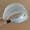 Woven Mesh Wide Stretch Headbands Brown Light Blue view 4