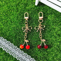Gold Bow Cherry Resin Keychains Lobster Clasp Three Colors view 2
