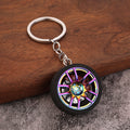 Wheel And Badminton Racket Keychains With Metal Split Rings view 3