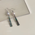 Silver Tone White Pearl And Iridescent Triangle Shell Hook Earrings view 3