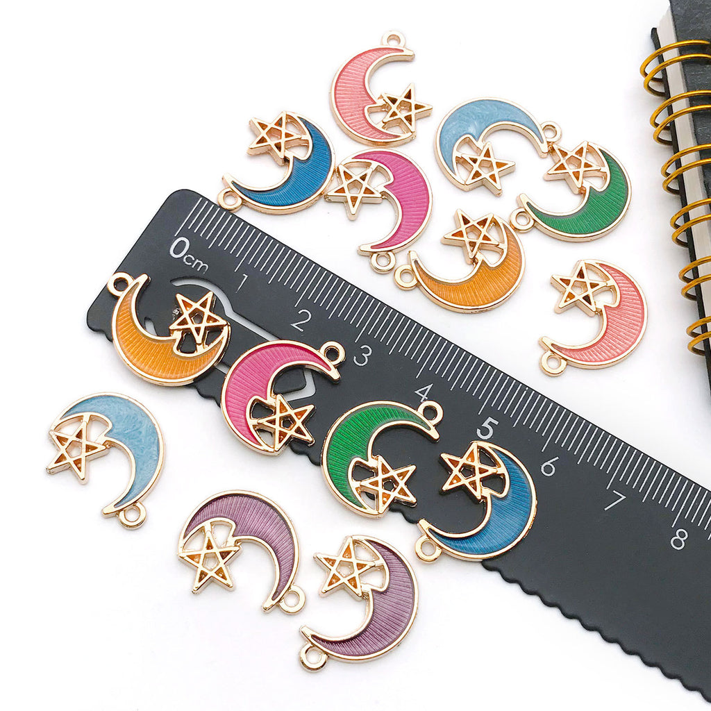 Zinc Alloy Moon and Star Charm Pendant for Keychain Necklace Earrings DIY Jewelry