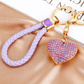 Double Sided Crystal Heart Keychains with Braided and Plain Loop Options view 8