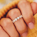 Silver Tone White Daisy Band Ring With Yellow Centers view 3