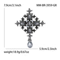 Baroque Cross Crystal Brooch With Pearl Drop in Six Colors view 7