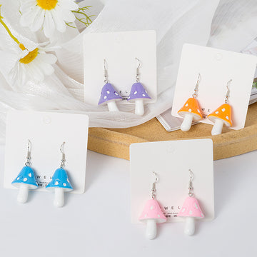 Spotted Mushroom Dangle Earrings In Four Colorways